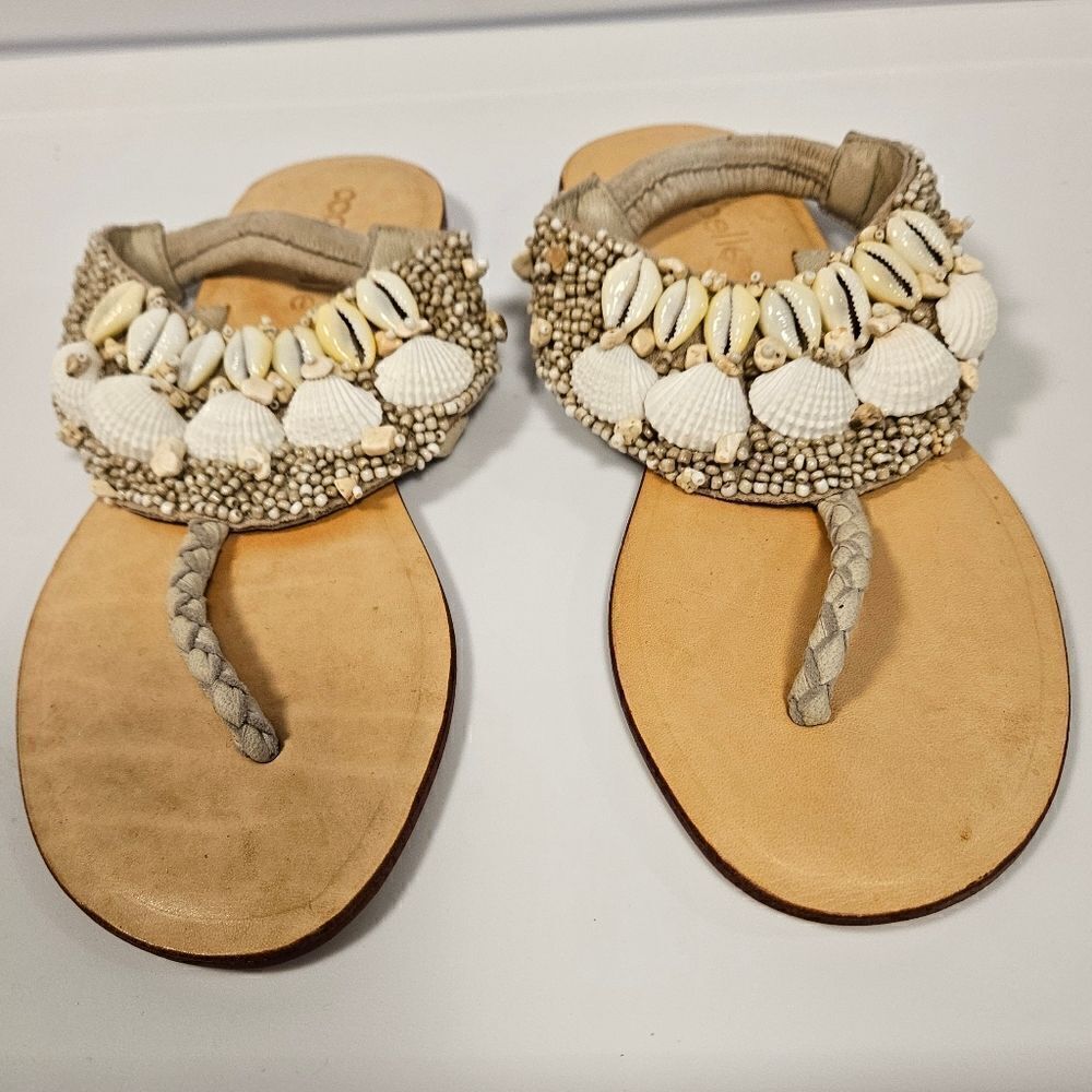 Rare Cocobelle Italian Leather Sandals Embellished with shells sz 6.5 - Picture 7 of 11